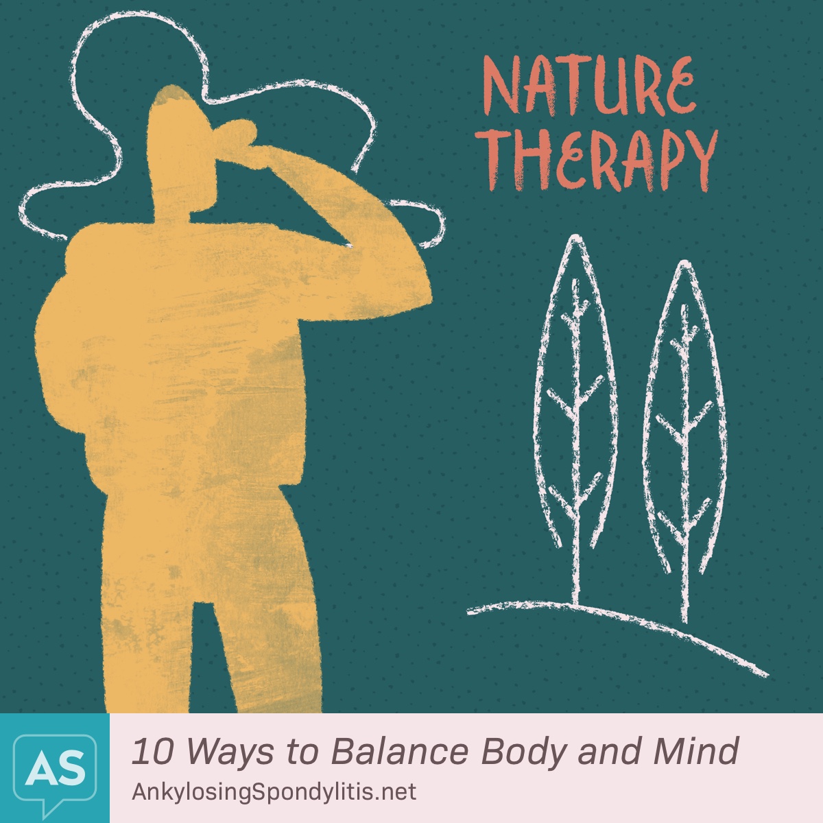 A person with a backpack gazes at trees in the distance