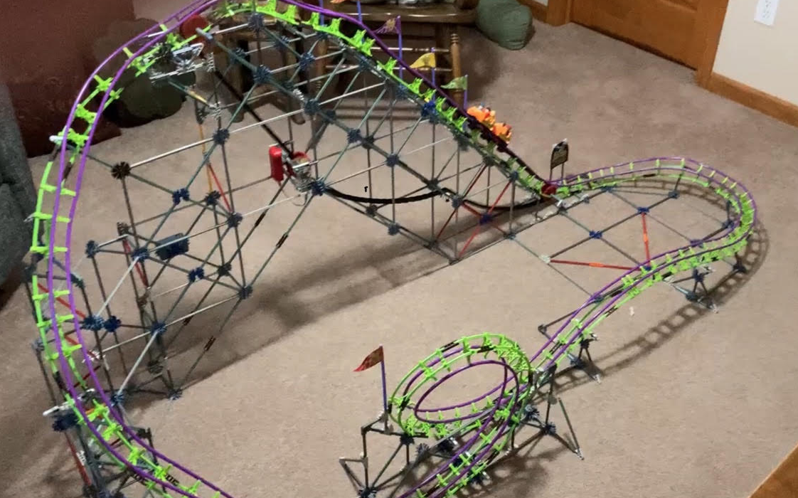 Rick's completed K'nex roller coaster kit