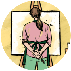 A woman getting ready to paint